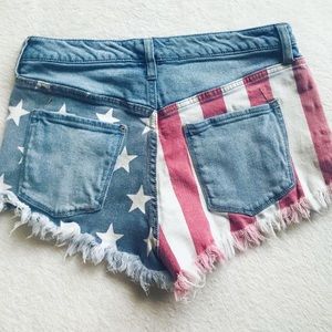 High Rise American Flag Denim Shorts